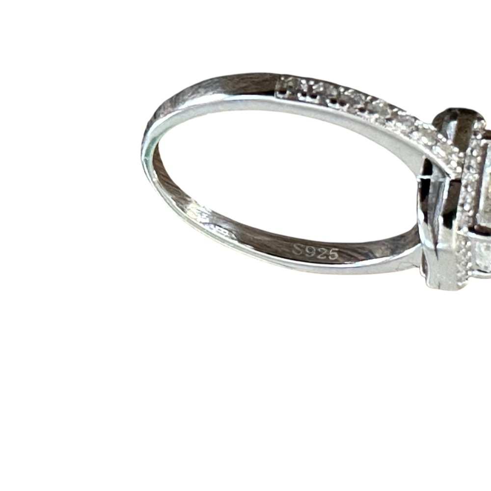 1.0ct Moissanite Halo Emerald Pave Ring 925 Sterling Silver Size 7 NWT - Picture 7 of 7